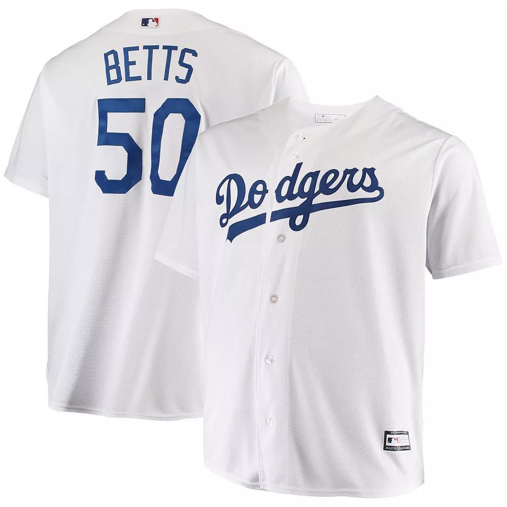 Men's Mookie Betts White Los Angeles Dodgers Big & Tall Replica Player Jersey, Size: XLT Product Image
