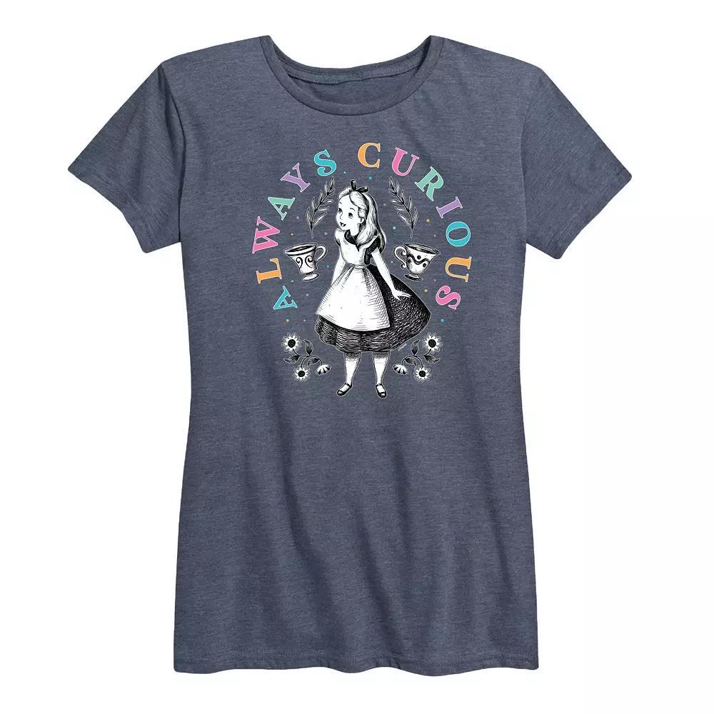 Disneys Alice in Wonderland Womens Always Curious Graphic Tee, Girls Product Image
