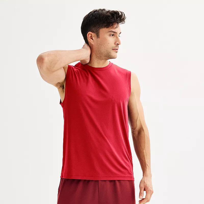 Men's Tek Gear Dry Tek Muscle Tank, Size: XXL, Brittany Blush Grid Product Image