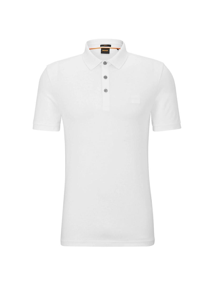 Mens Stretch-Cotton Slim-Fit Polo Shirt With Logo Patch Product Image