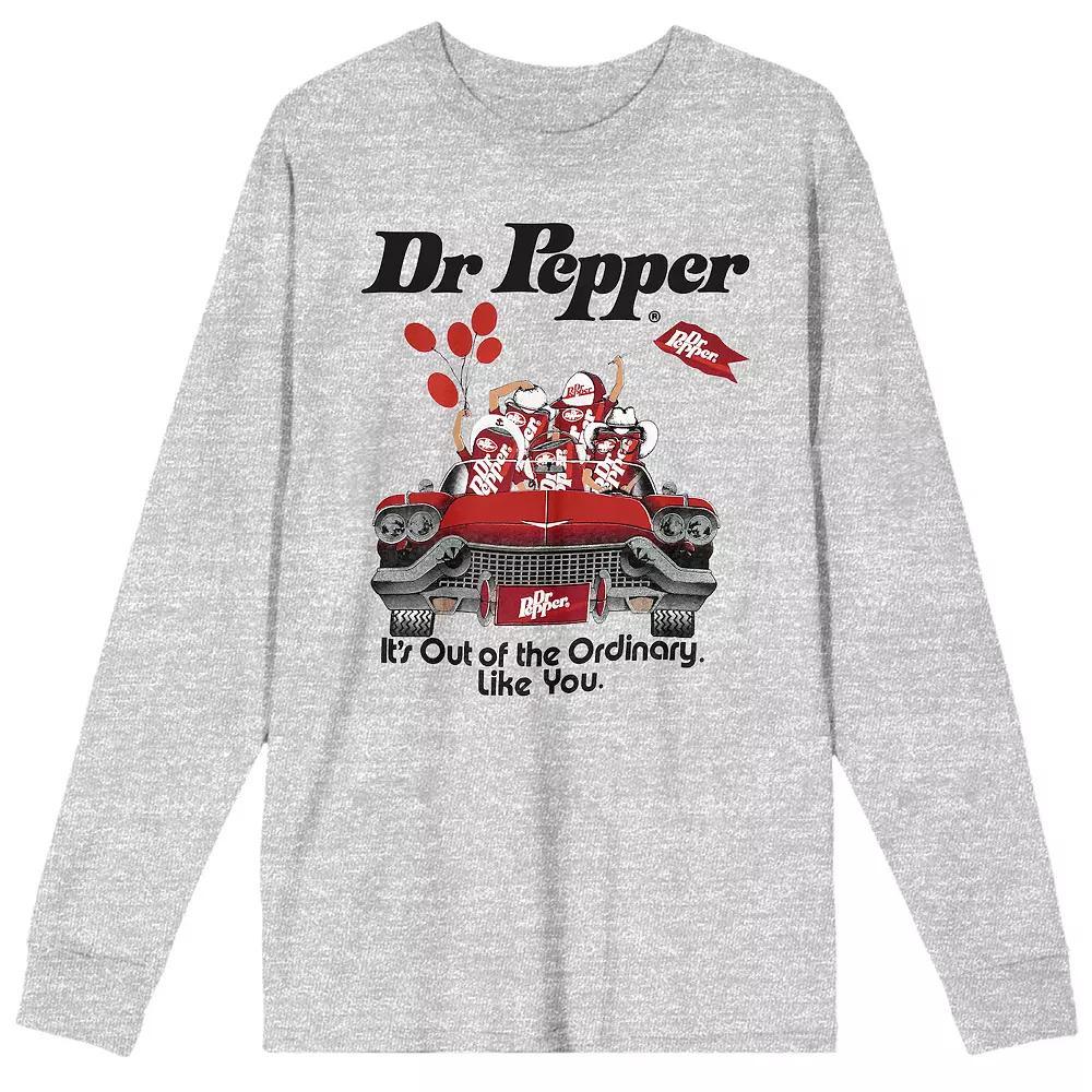 Men's Dr. Pepper Its Out Of The Ordinary Long Sleeve Graphic Tee, Size: XL, Gray Product Image