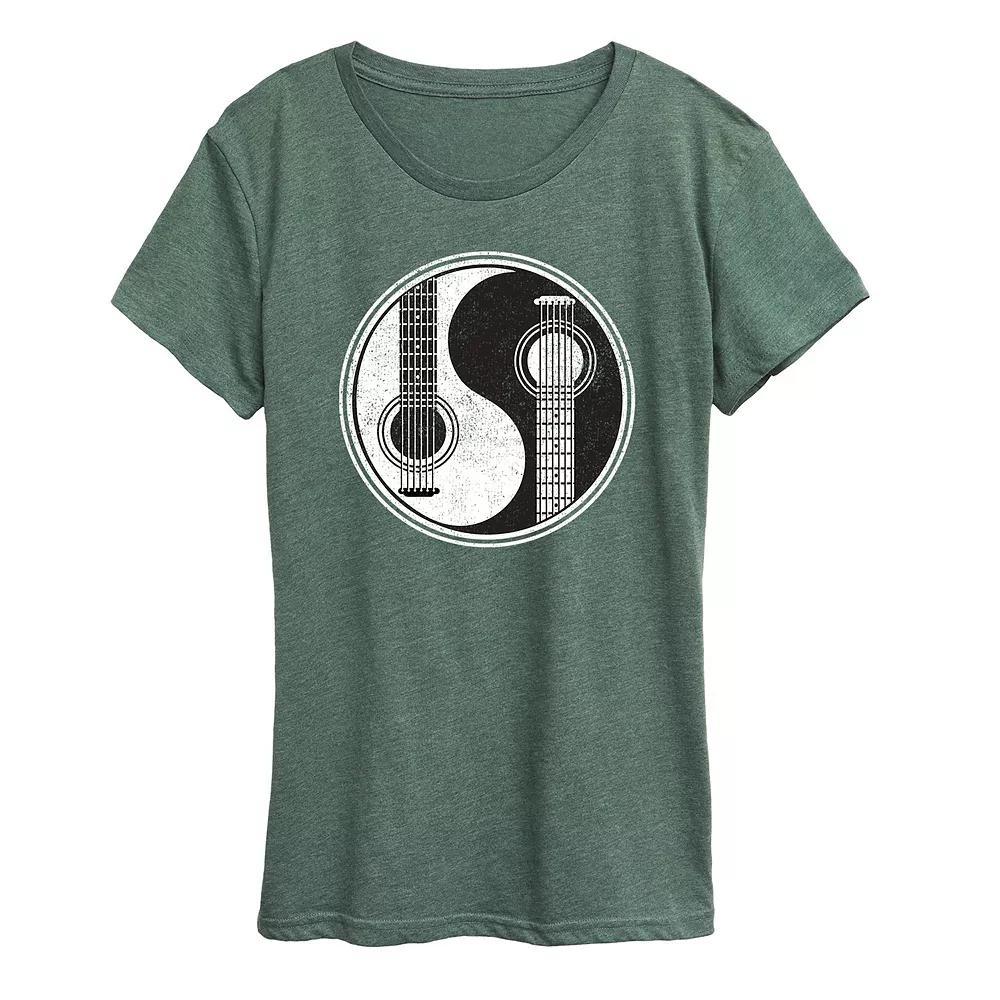 Womens Yin Yang Guitar Graphic Tee Grey Red Product Image