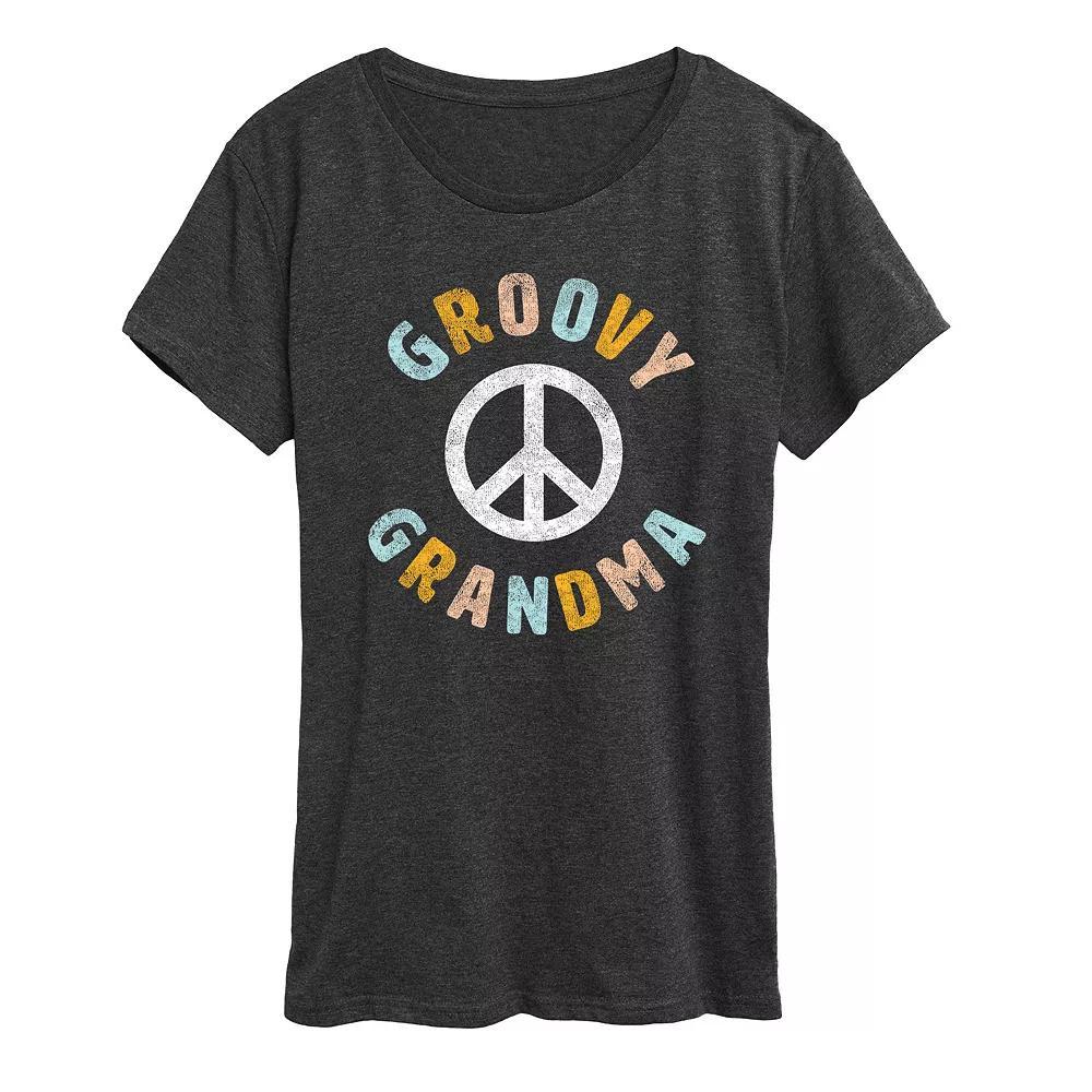 Womens Groovy Grandma Graphic Tee, Girls Heather Grey Product Image
