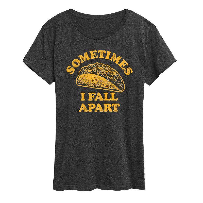 Womens Sometimes I Fall Apart Taco Graphic Tee Heather Grey Product Image