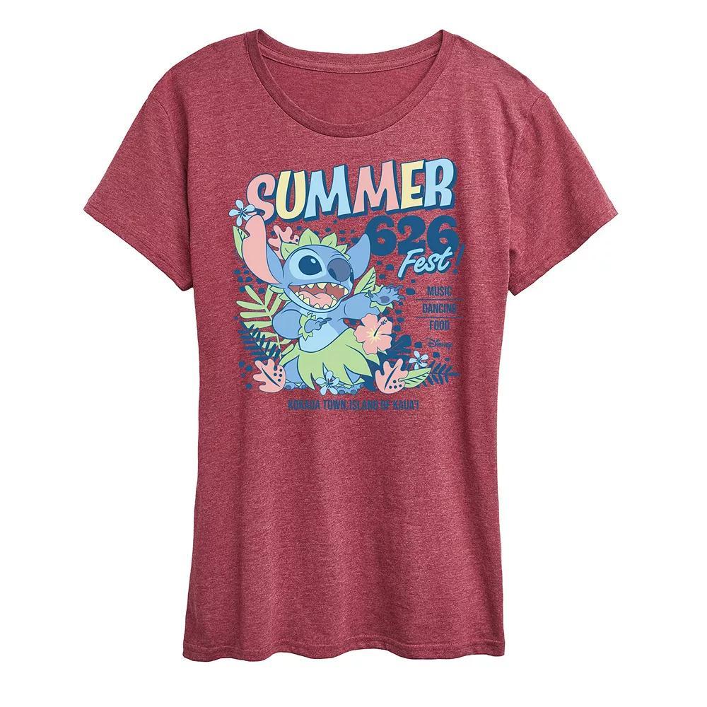 Disneys Lilo & Stitch Womens Summer 626 Fest Graphic Tee Grey Gray Product Image