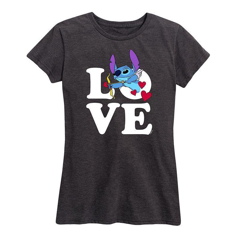 Disneys Lilo & Stitch Womens Love Cupid Graphic Tee Heather Grey Product Image