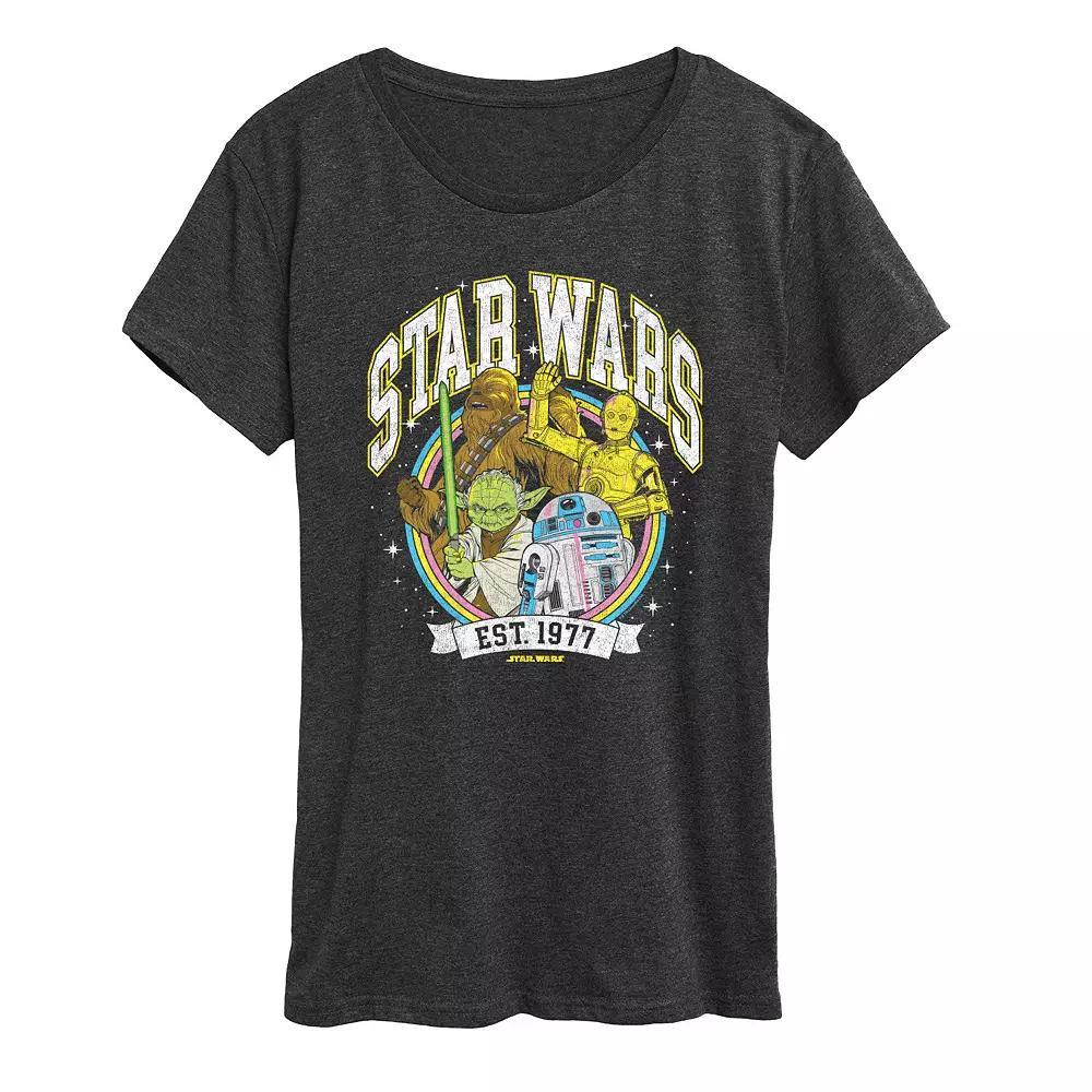 Womens Star Wars Retro Collegiate Graphic Tee Heather Grey Product Image
