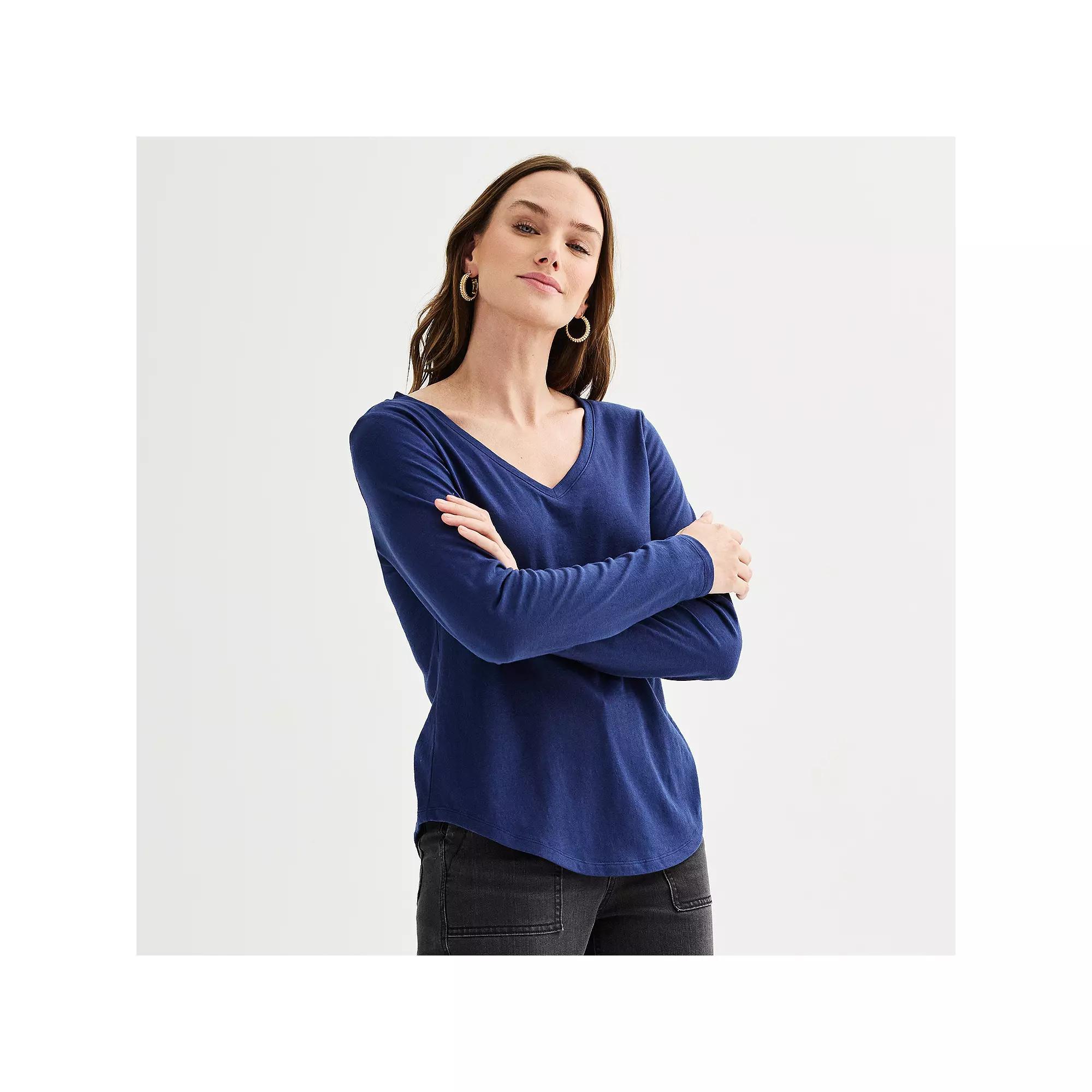 Womens Sonoma Goods For Life Everyday Long Sleeve V-Neck Tee Product Image