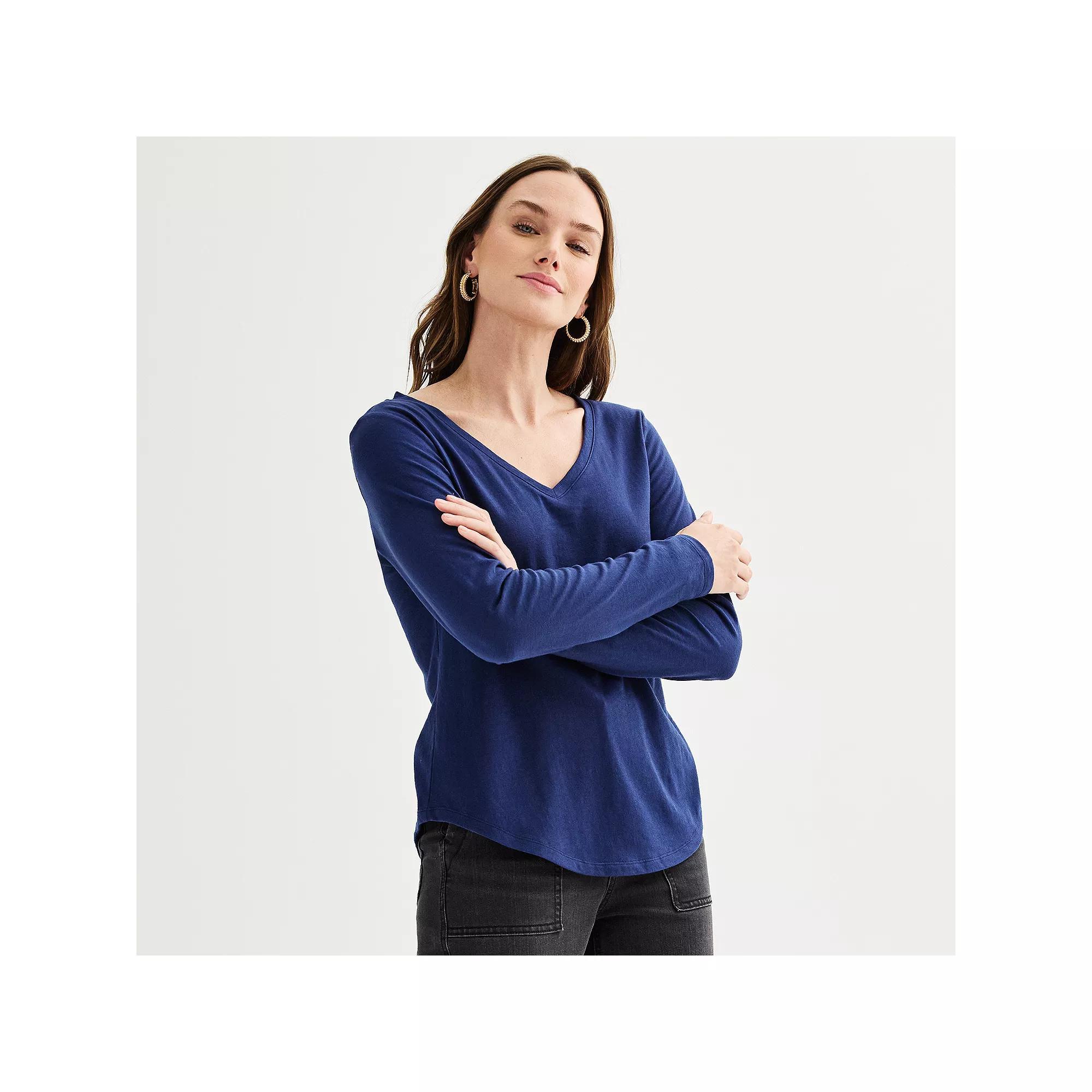 Womens Sonoma Goods For Life Everyday Long Sleeve V-Neck Tee Product Image