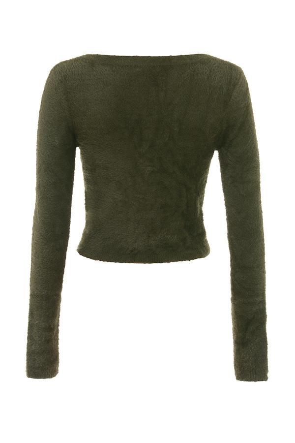 Saffron Chocolate Soft Boucle Knit Top Product Image