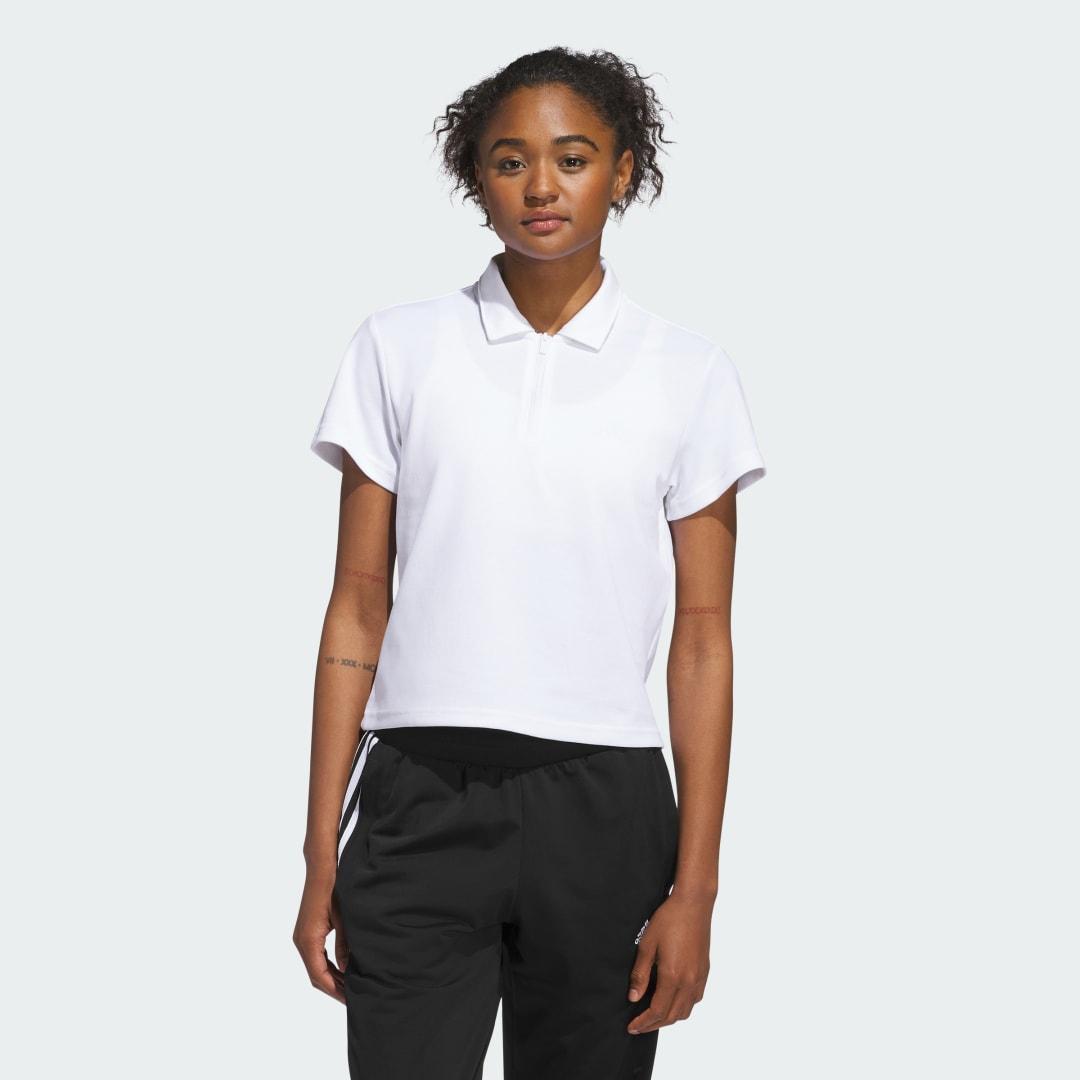 adidas Summer Prep Zip Polo Shirt White XL Womens Product Image