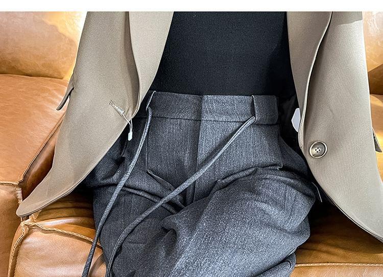High Rise Plain Wide Leg Suit Pants (Various Designs) Product Image