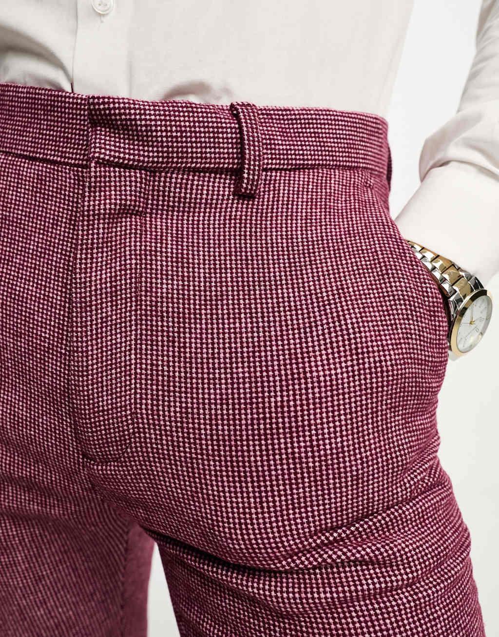 ASOS DESIGN Wedding super skinny wool mix puppytooth suit jacket Product Image