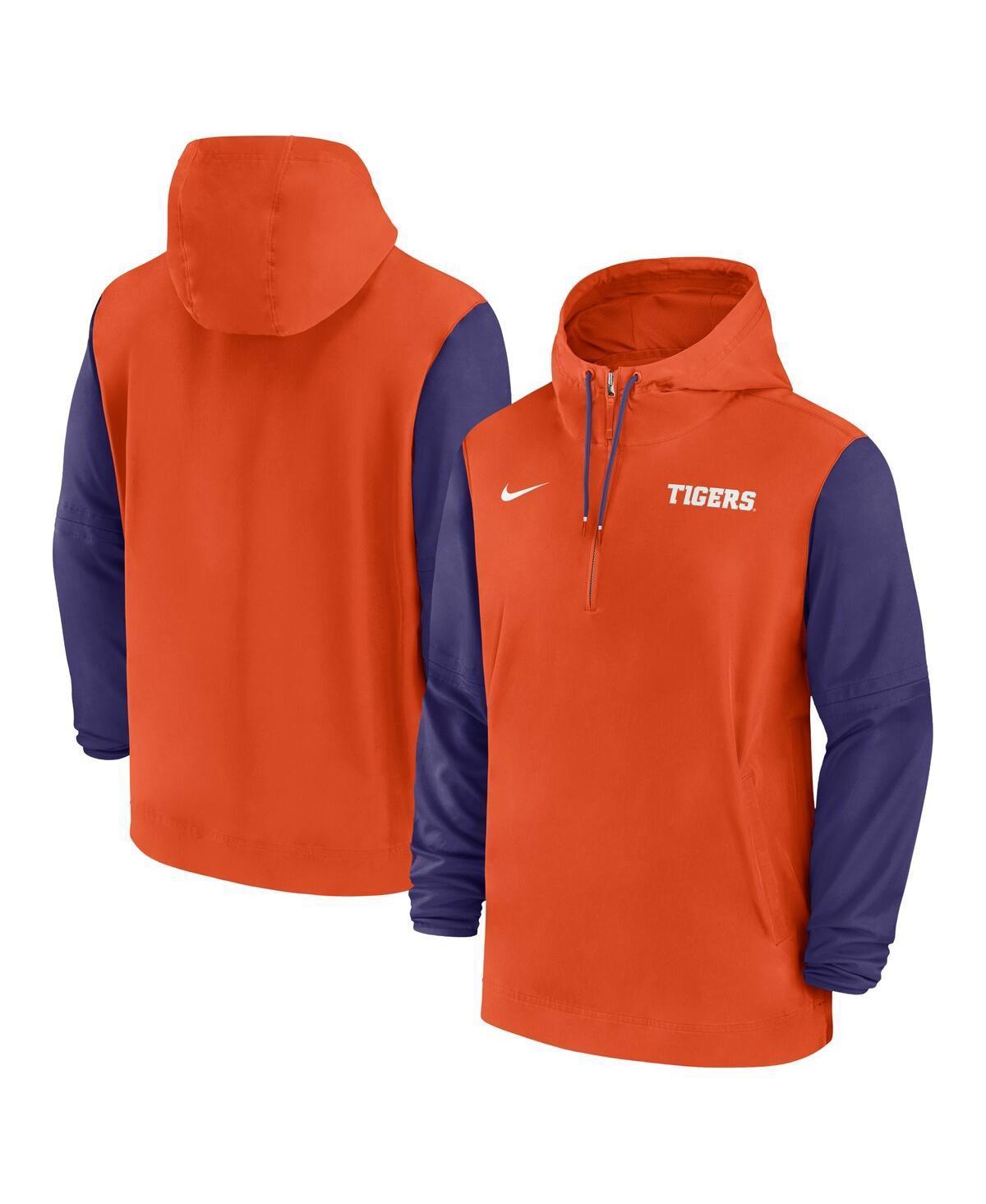 Clemson Tigers Sideline Pre-Game Player Nike Men's College 1/2-Zip Hooded Jacket Product Image