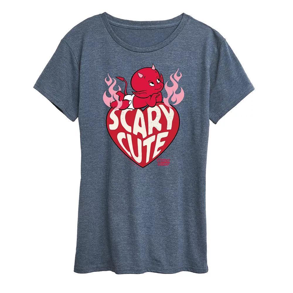 Womens Hot Stuff Scary Cute Graphic Tee, Girls Heather Grey Product Image