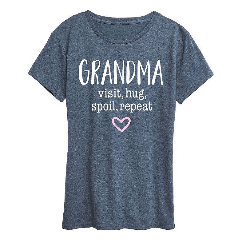 Plus Grandma Visit Hug Graphic Tee, Womens Grey Blue Product Image