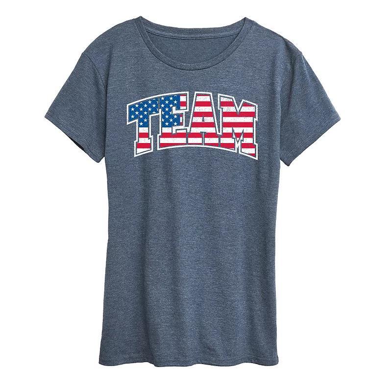 Women's Team USA Graphic Tee, Size: Large, Grey Royal Blue Product Image