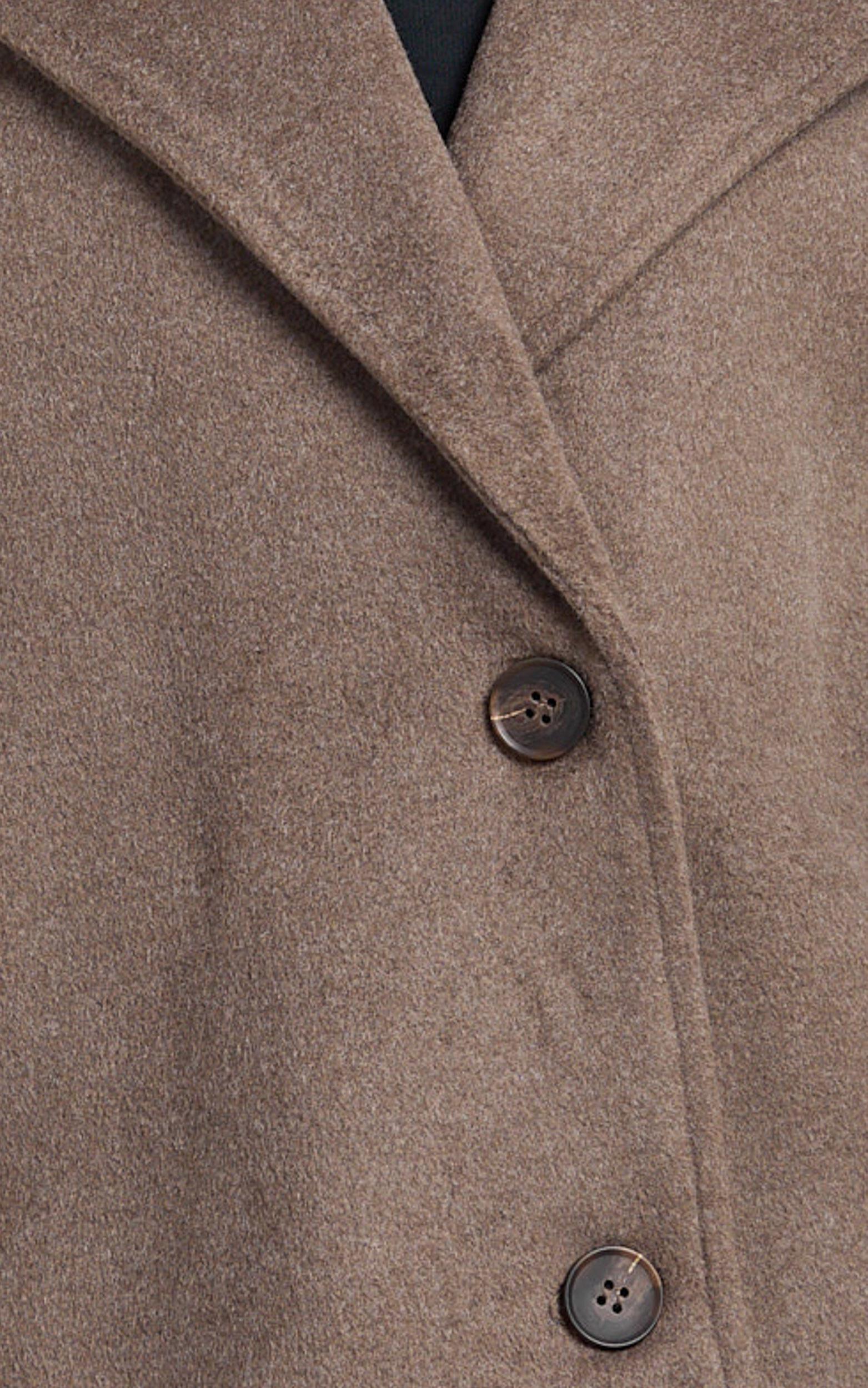 Alessandra Coat - Single Breasted Belted Short Wool Like Coat in Dark Chocolate Product Image