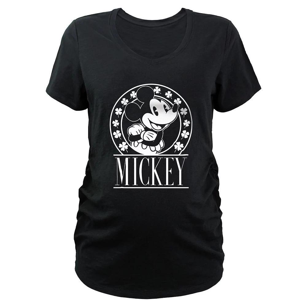 Disney's Mickey Mouse Lucky Stamp Maternity Graphic Tee, Women's, Size: Small-Mat, Black Product Image