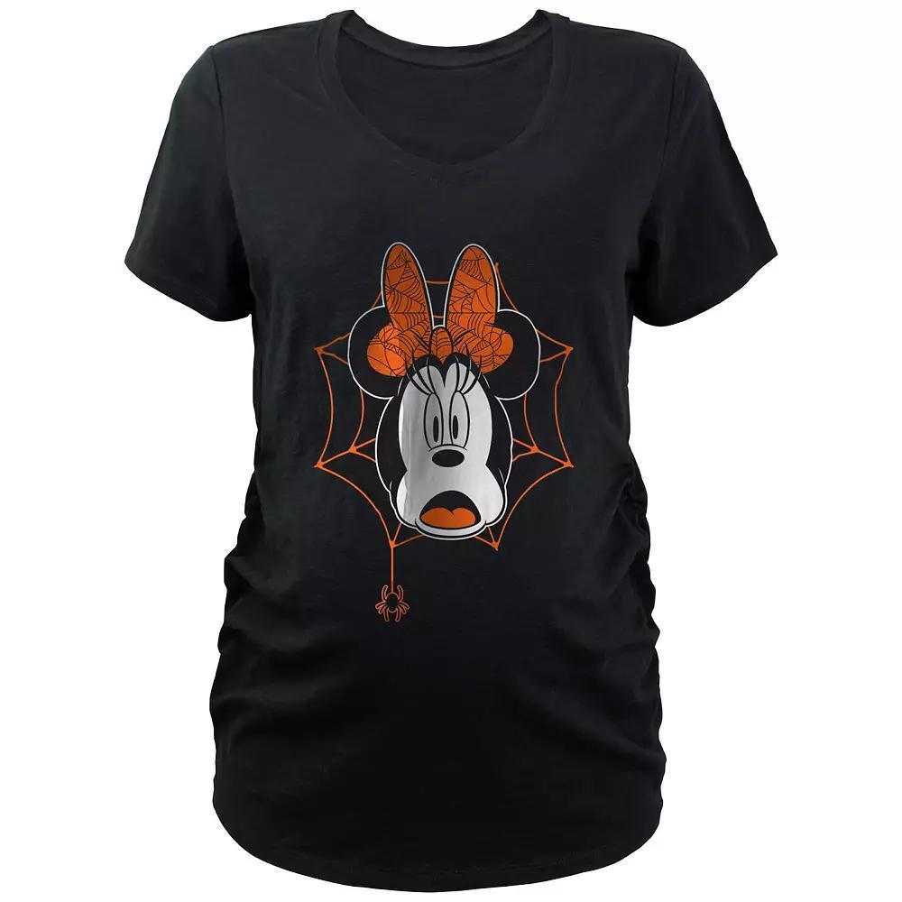Disney's Minnie Mouse Scared Spider Webs Maternity Graphic Tee, Women's, Size: XS-MAT, Black Product Image