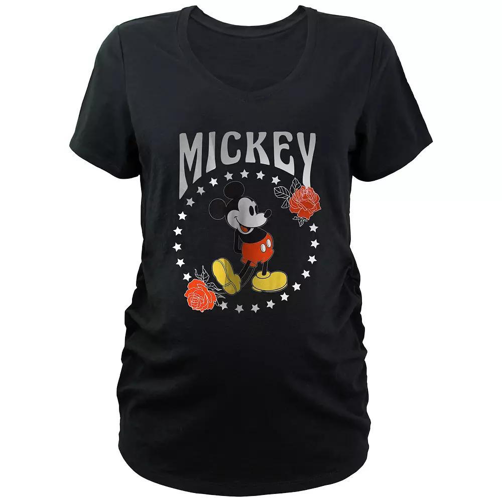 Disney's Mickey Mouse Stars And Roses Maternity Graphic Tee, Women's, Size: XXL-MAT, Black Product Image