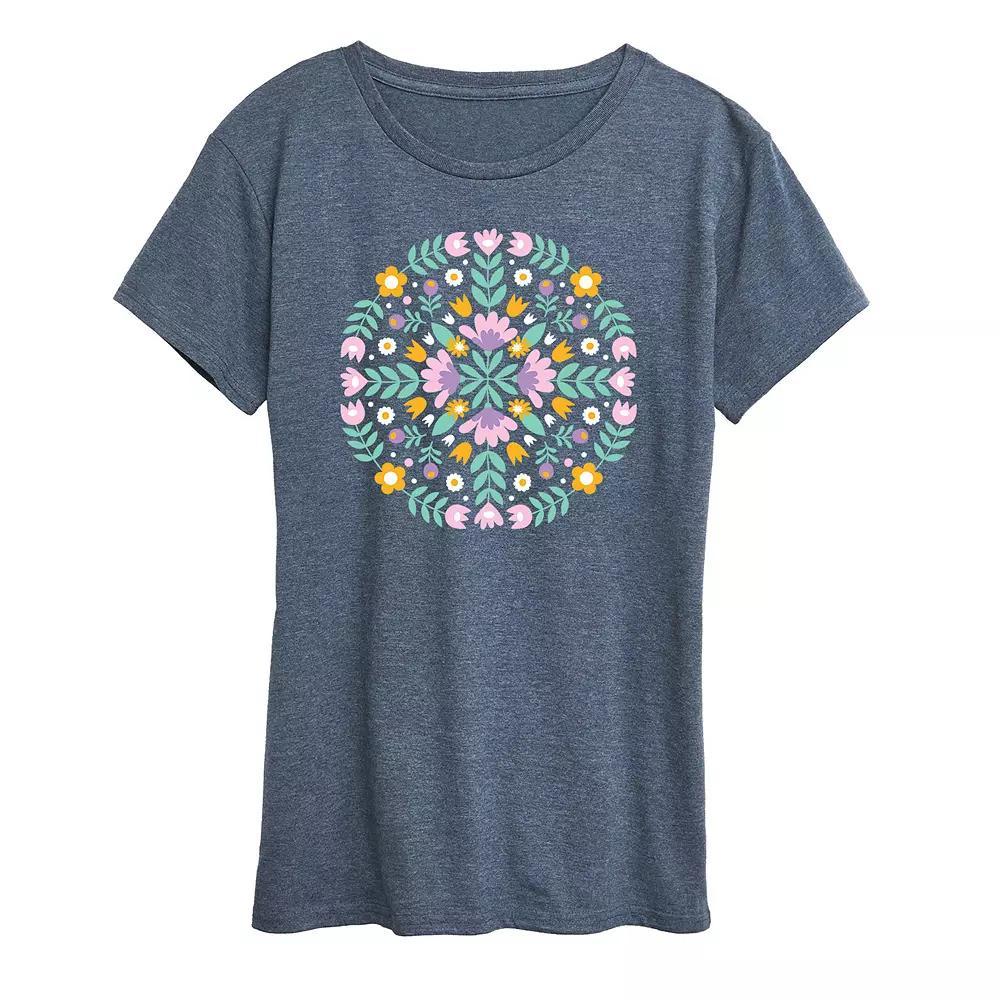 Women's Scandinavian Decorative Oversized Tee, Size: XXL, Grey Blue Product Image