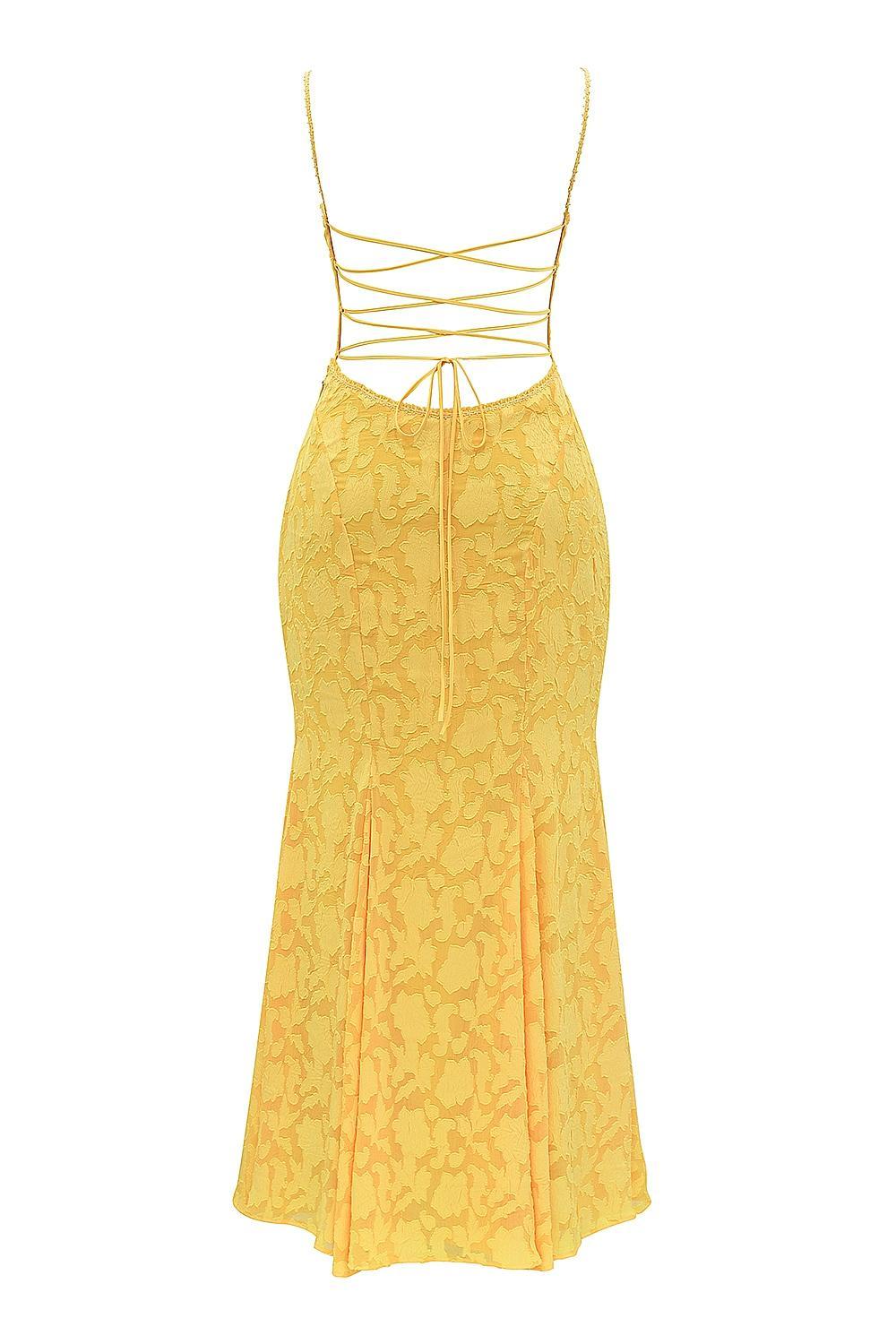 Joan  apricot lace up back maxi dress Product Image