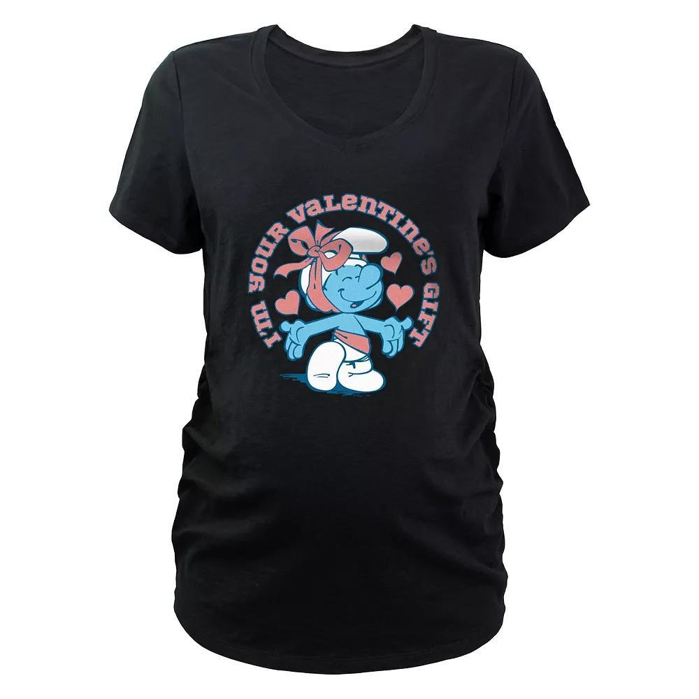Maternity Smurfs I'm Your Valentine's Gift Graphic Tee, Women's, Size: XS-MAT, Black Product Image