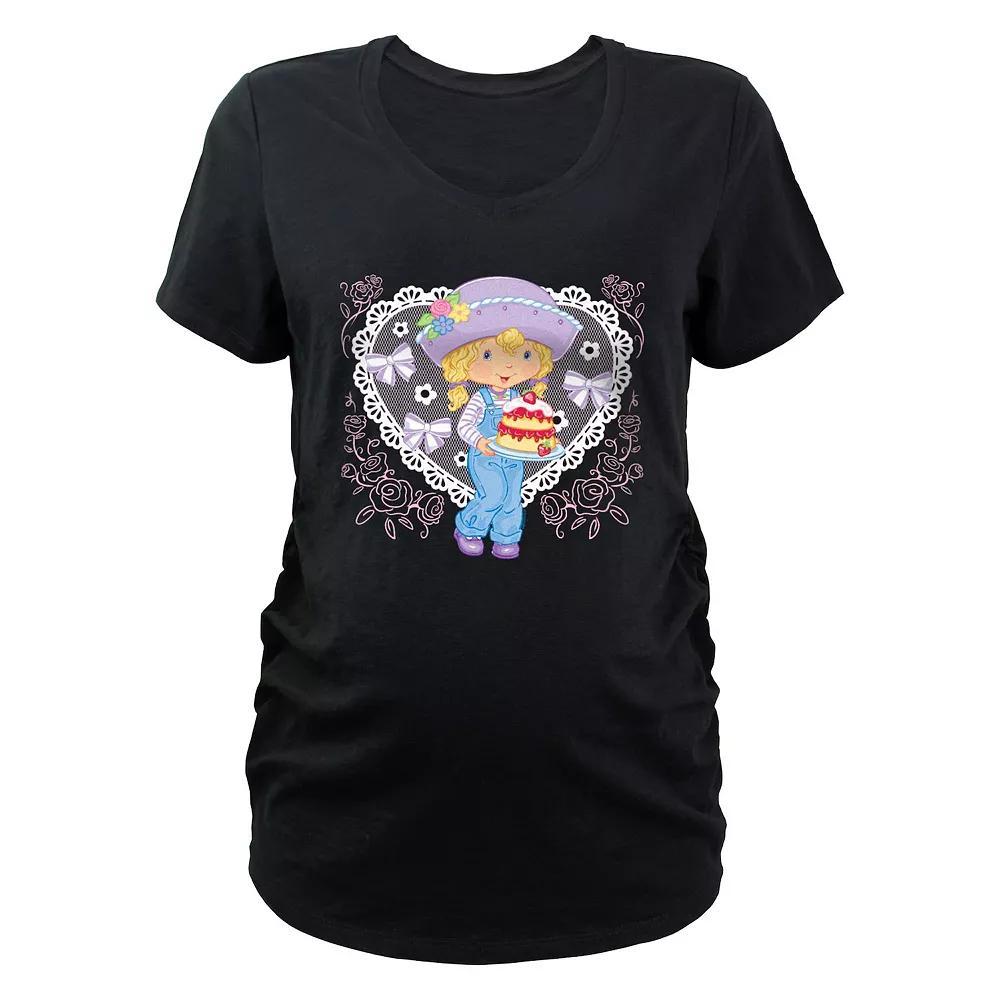 Maternity Strawberry Shortcake Angel Cake Graphic Tee, Women's, Size: XL-Mat, Black Product Image