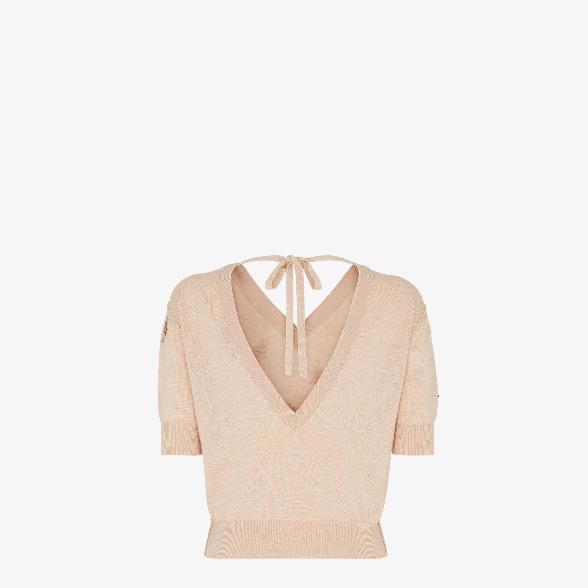 SweaterPink wool sweater with embroideries Product Image