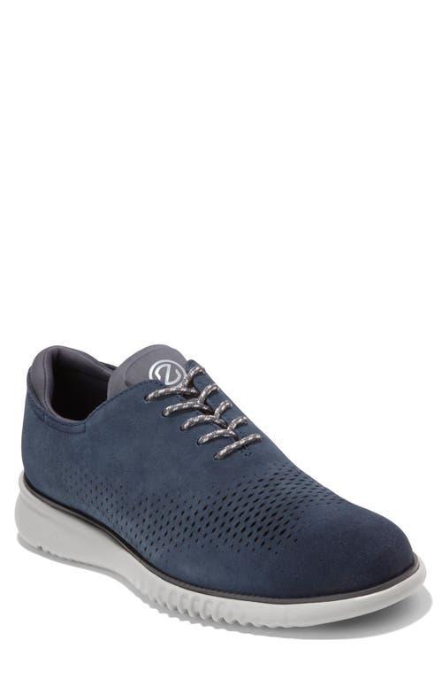 Cole Haan 2.Zerogrand Laser Wing Tip Oxford Lined (Marine Blue Nubuck/Optic White) Men's Lace up casual Shoes Product Image