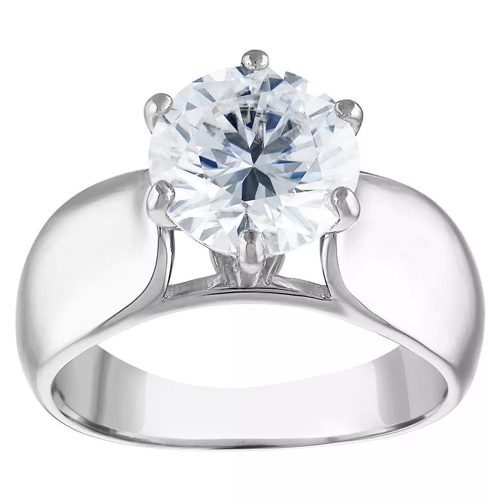 White Lotus Sterling Silver 3 Carat T.W. Lab-Created Moissanite Engagement Ring, Women's, Size: 7 Product Image