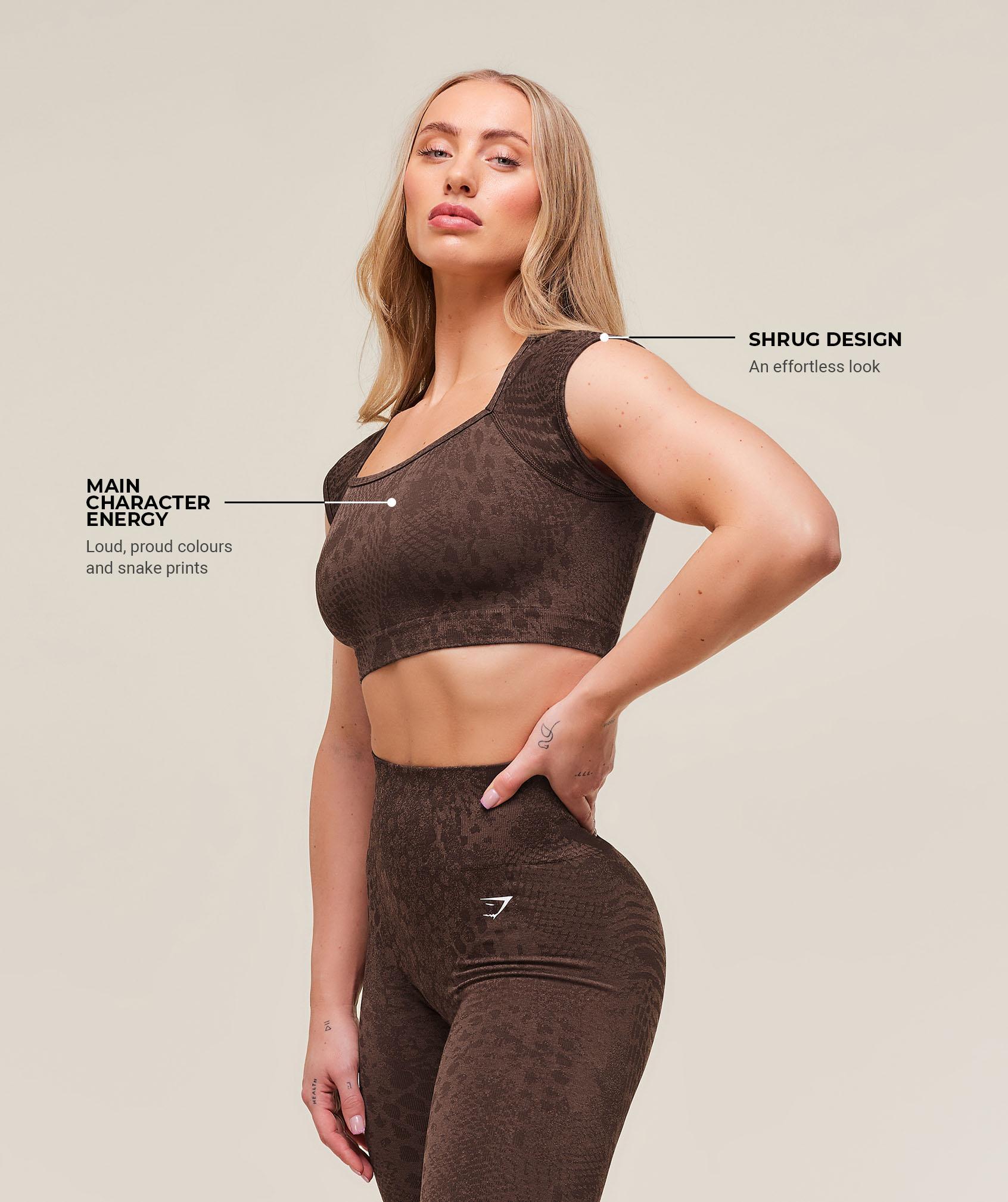 Gymshark Adapt X Whitney Animal Seamless Crop Top - Brown Female Product Image