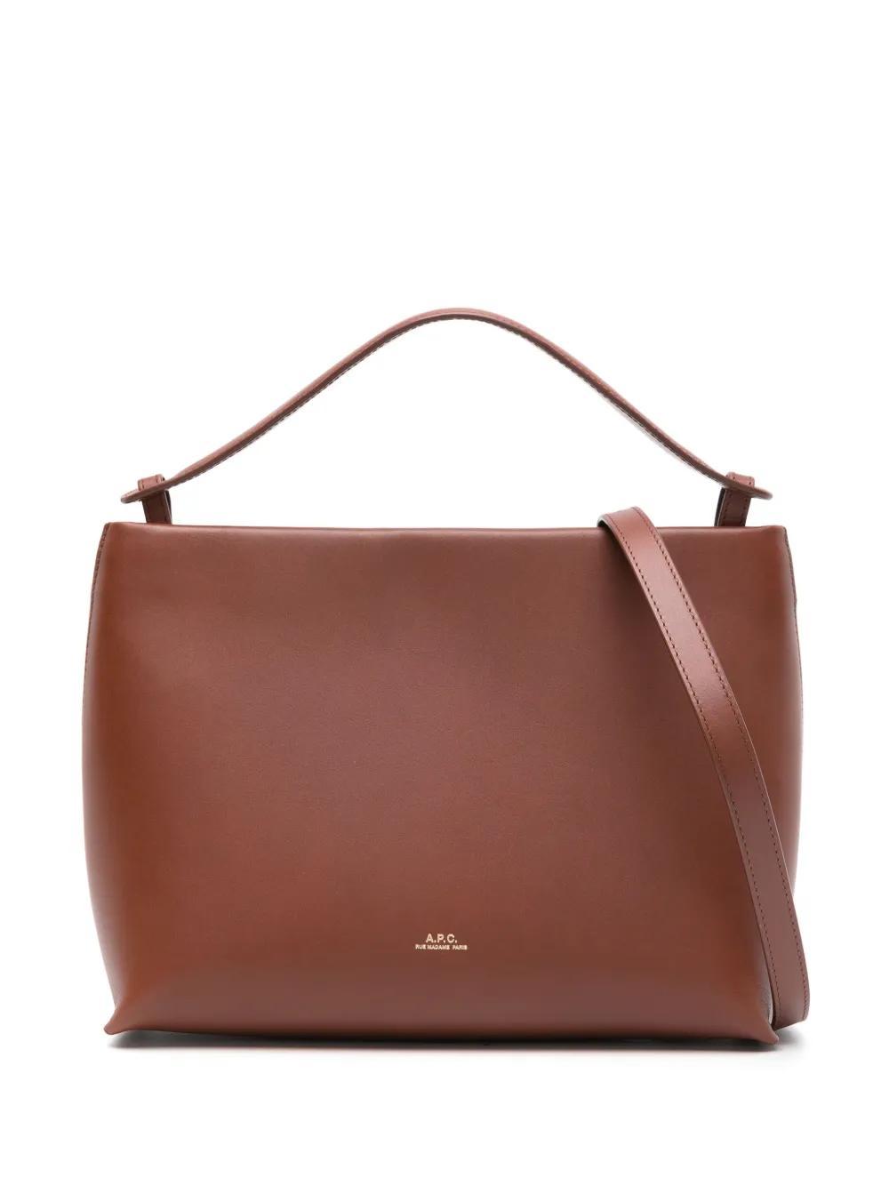 APC Logo-handle Leather Bag In Brown Product Image