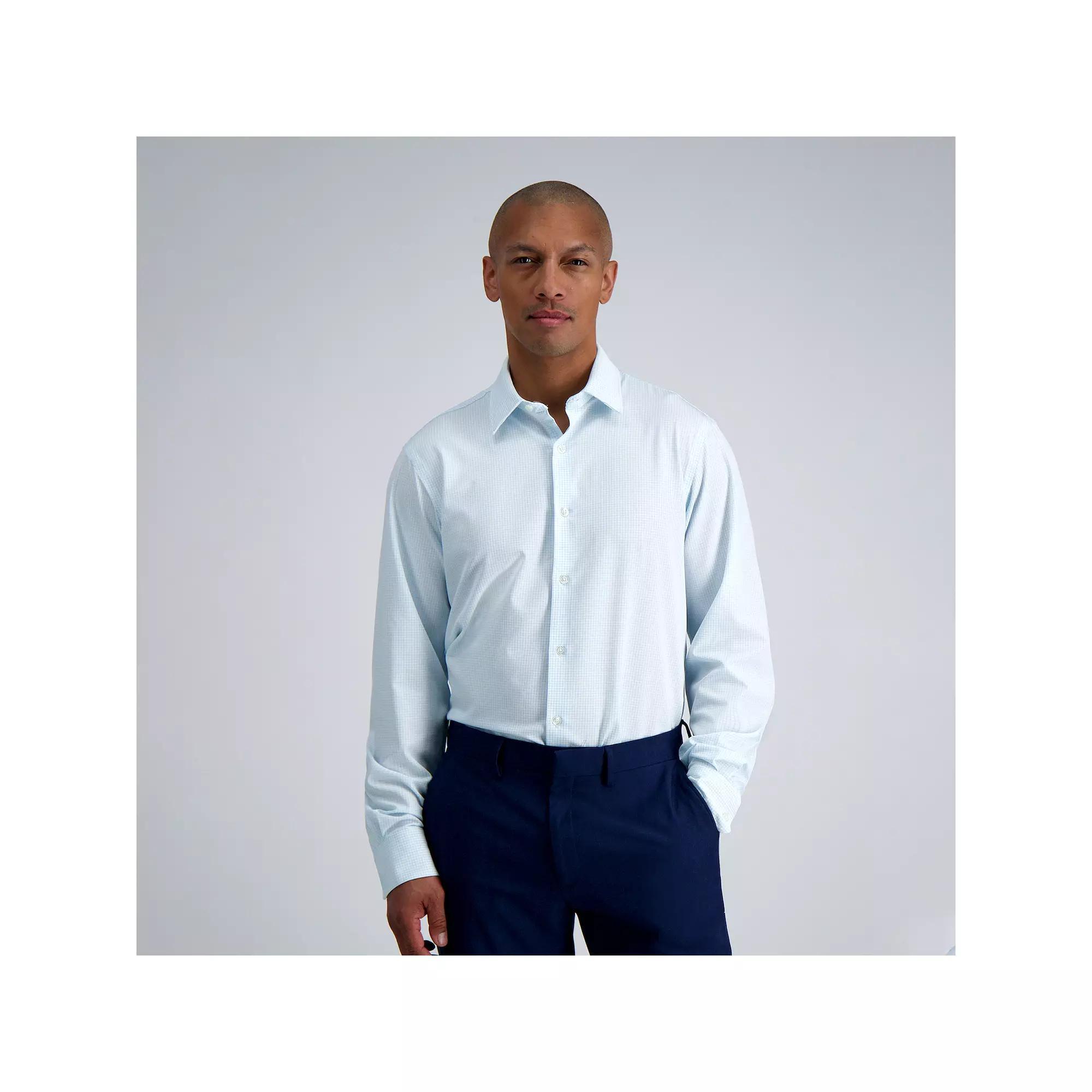 Men's Haggar® Smart Wash® Slim Fit Wrinkle Free Dress Shirt, Size: 17.5-34/35, Blue Graph Check Product Image