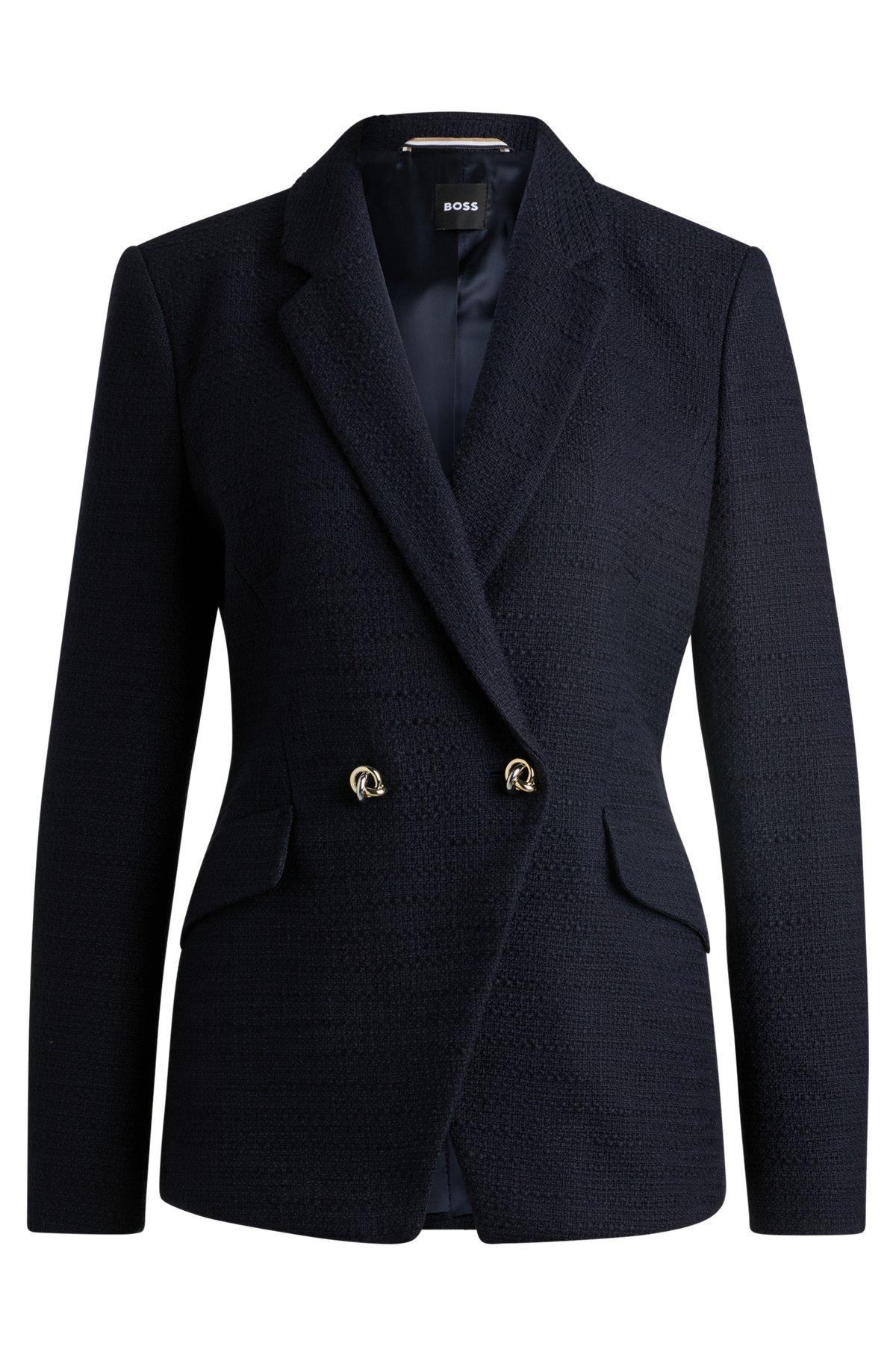 BOSS - Slim-fit blazer in tweed - Dark Blue Product Image