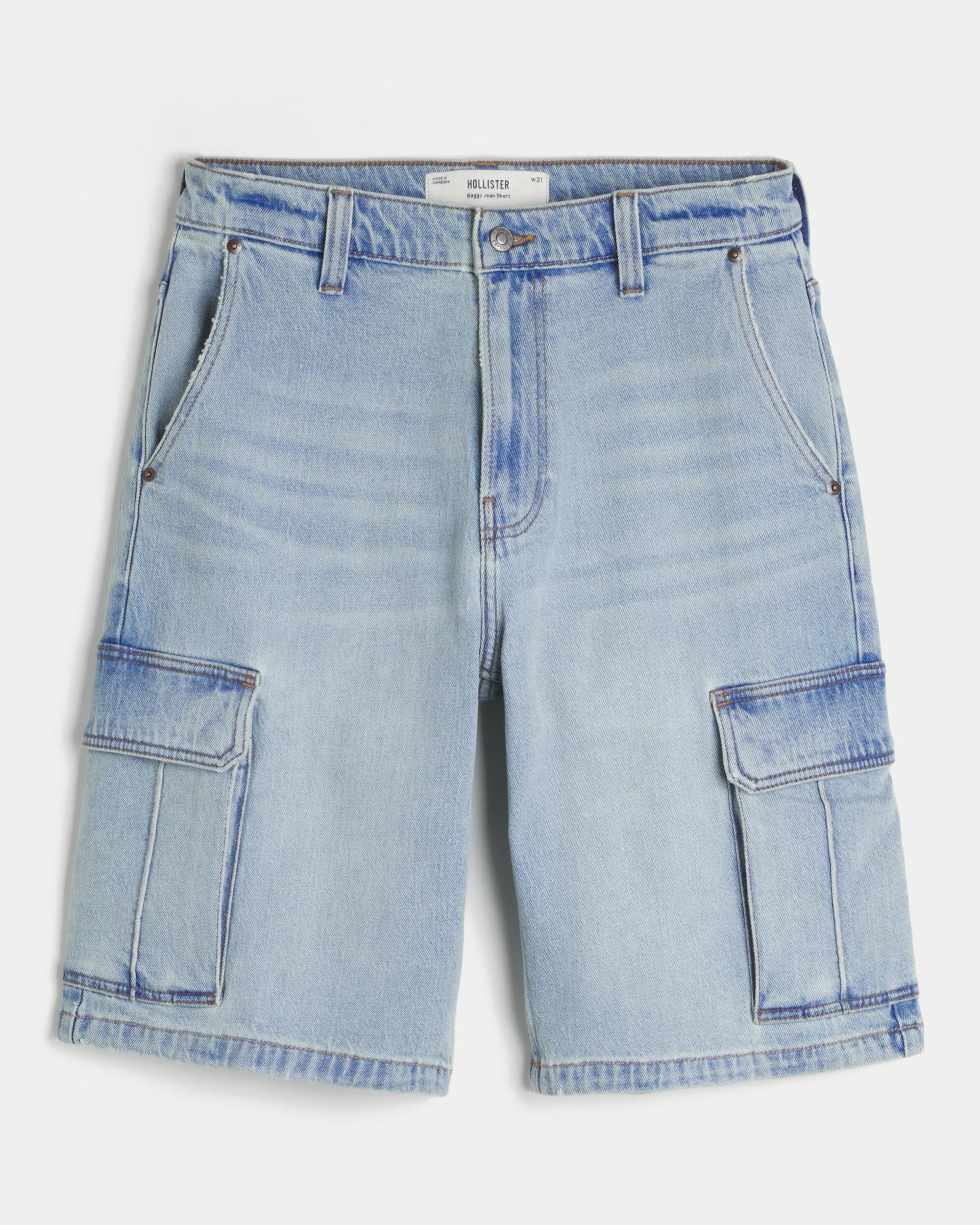 Washed Black Baggy Denim Shorts Product Image