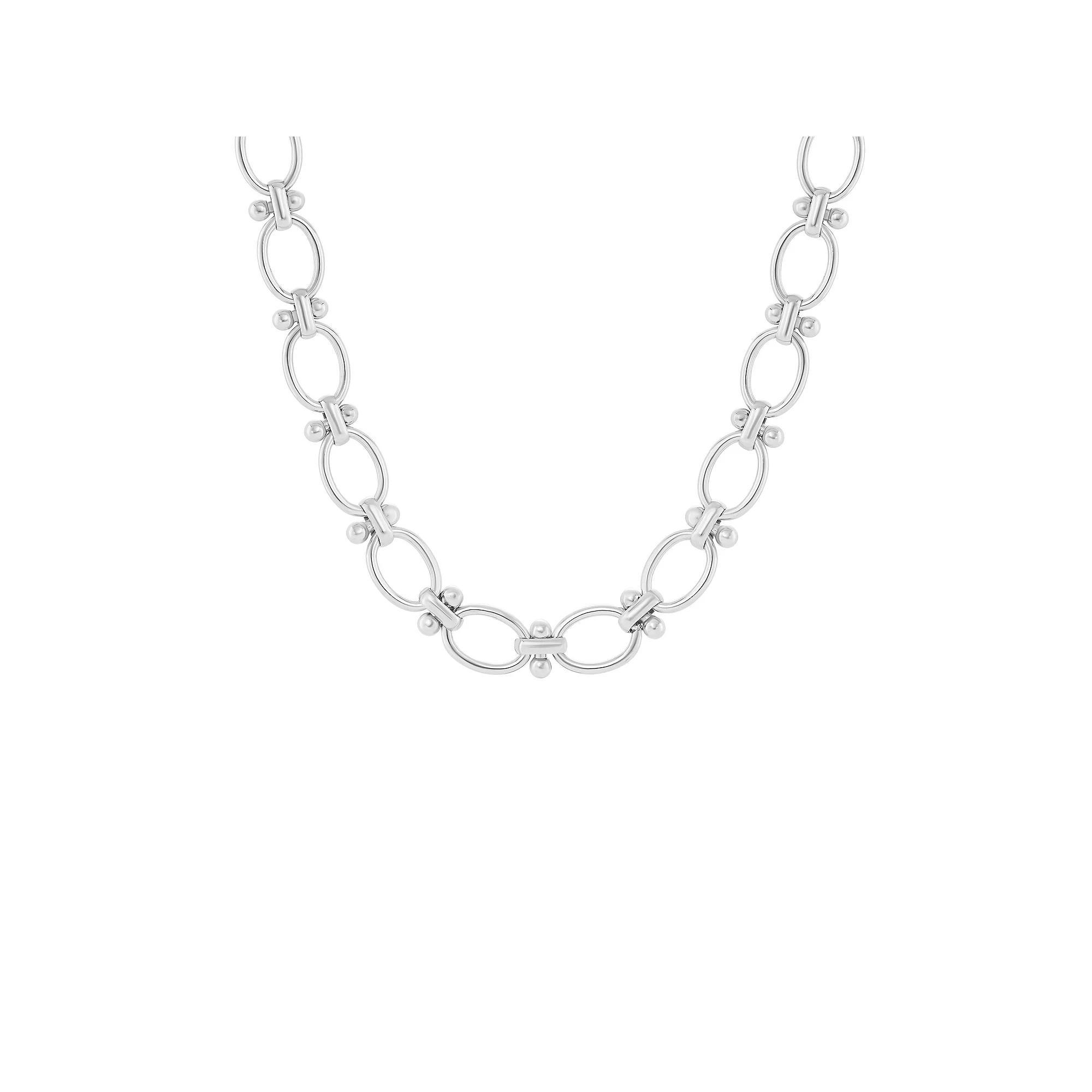 Emberly Polished Oval Knot Link Chain Necklace, Women's, Gray Product Image