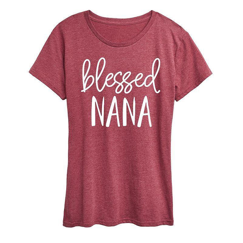 Womens Blessed Nana Graphic Tee Grey Dark Red Product Image