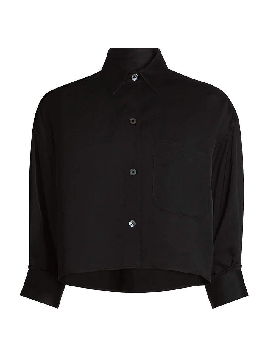 Womens Soon To Be Ex Linen-Blend Crop Shirt Product Image