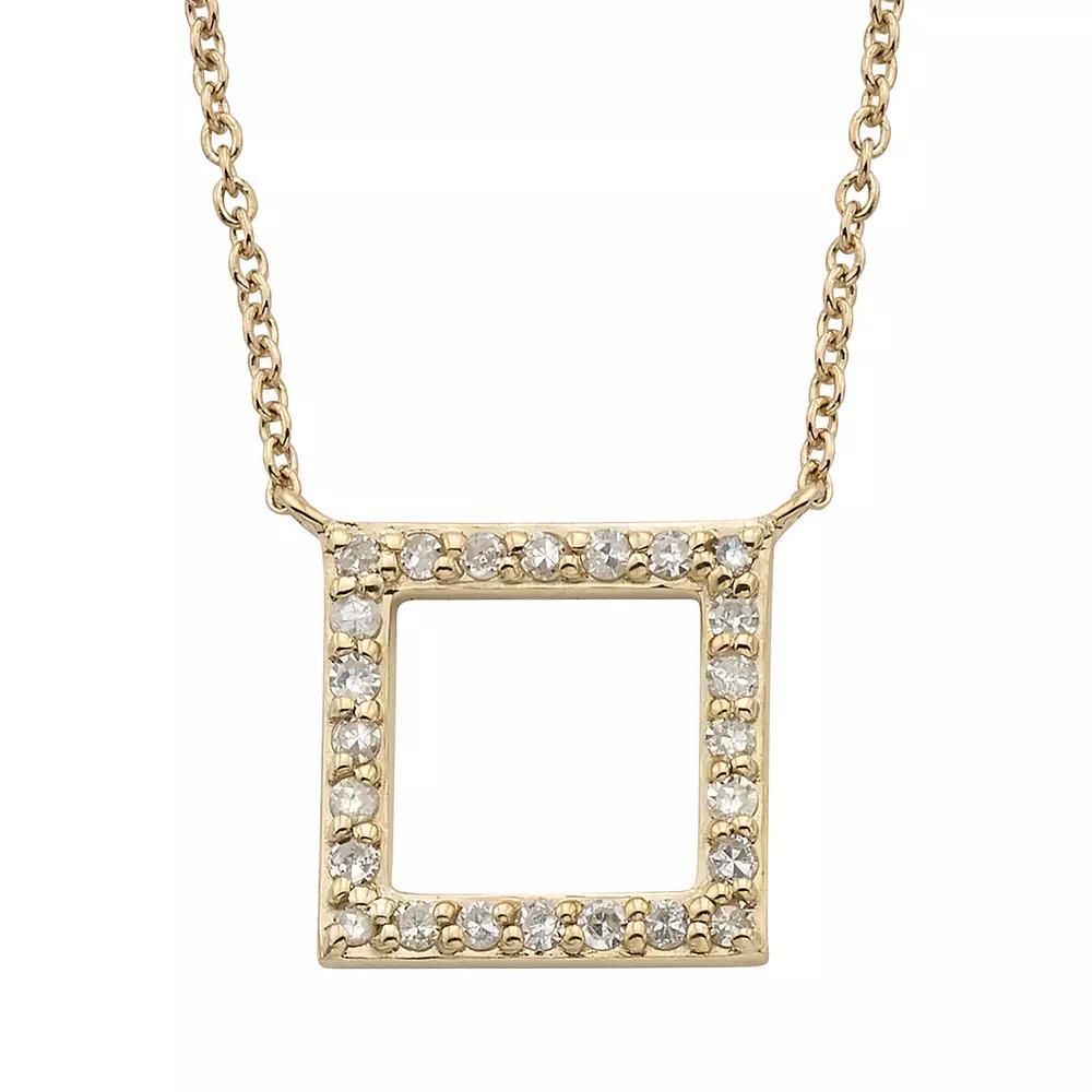 10k Rose Gold 1/6 ct. T.W. Diamond Square Pendant, Women's, Size: 18", Yellow Product Image