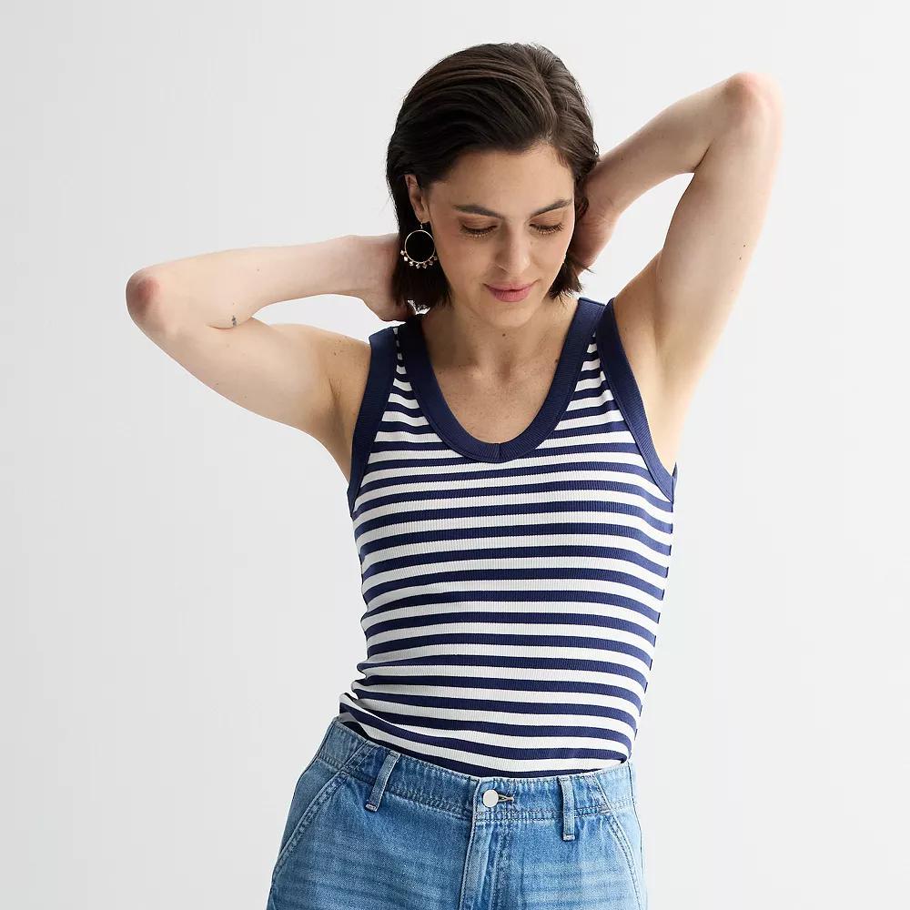 Petite Sonoma Goods For Life Ribbed V-Neck Tank Top, Womens Product Image