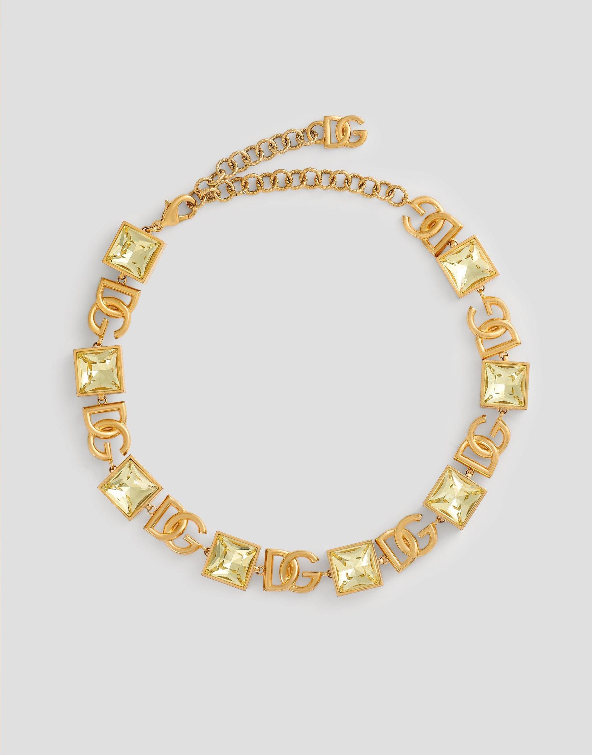 DOLCE & GABBANA Necklace With Dg Logo And Rhinestones In Oro Product Image