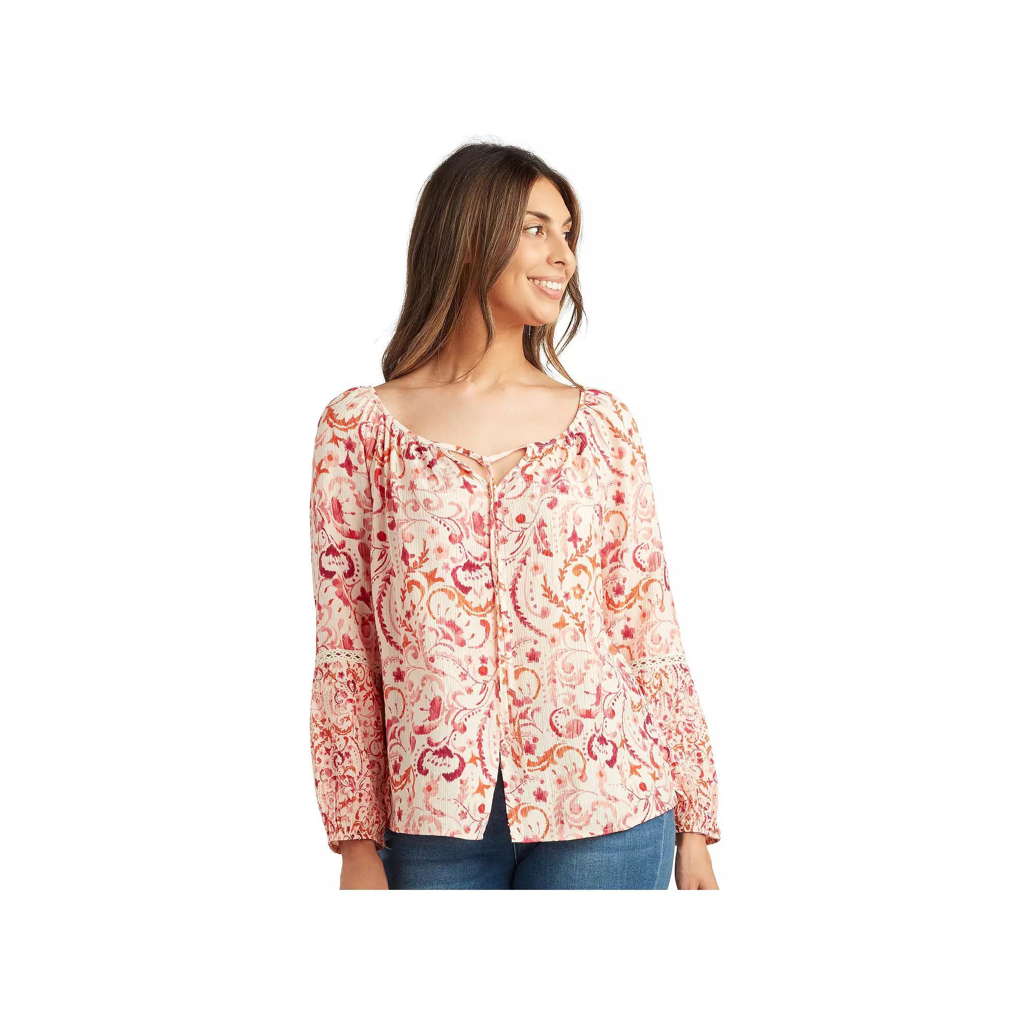 Petite AB Studio Button Front Peasant Top, Women's, Size: Medium Petite, A Dusty Pink Product Image