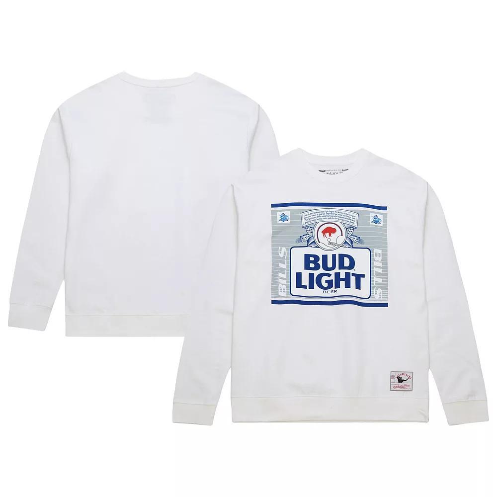 Men's Mitchell & Ness White Buffalo Bills NFL x Bud Light The Crest Pullover Sweatshirt, Size: 2XL Product Image