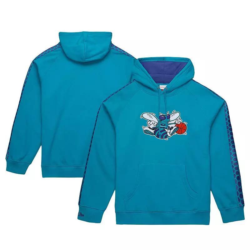 Men's Mitchell & Ness Teal Charlotte Hornets Hardwood Classics Nights Raglan Pullover Hoodie, Size: Medium, Chr Blue Product Image