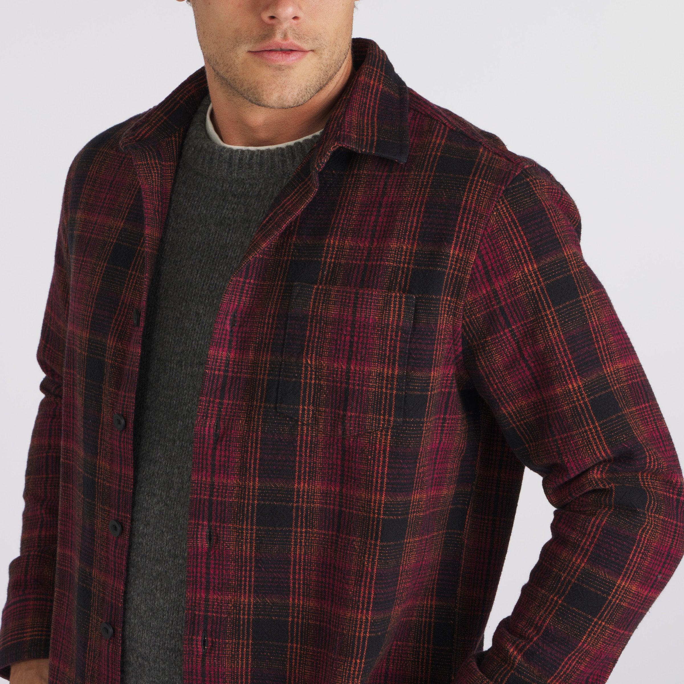 Heavy Casement Flannel Shirt - Black Burgundy Orange (Final Sale)* Product Image