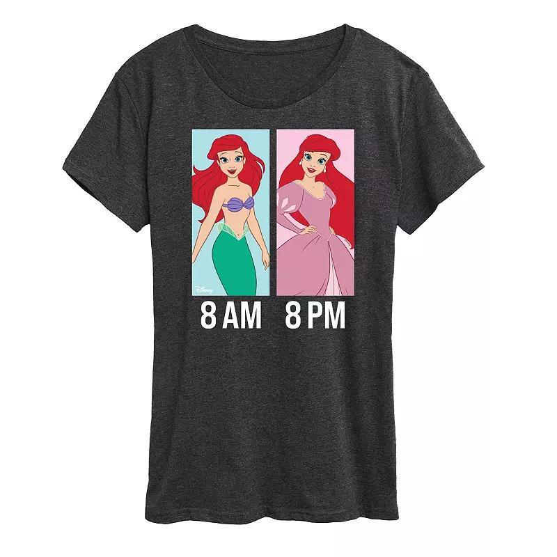 Disney Princess Ariel Womens AM to PM Graphic Tee Grey Royal Blue Product Image