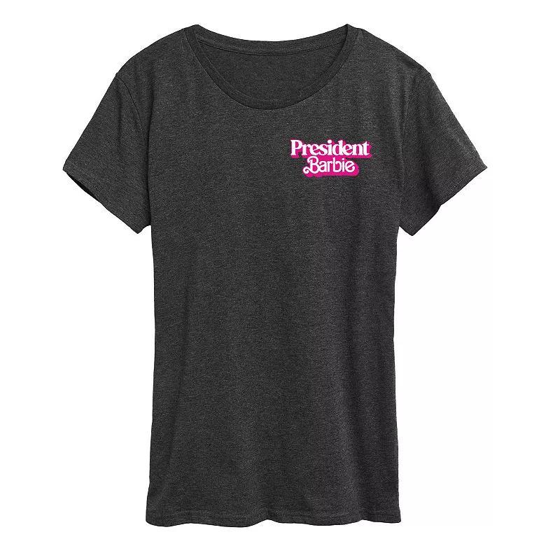 Womens Barbie The Movie President Graphic Tee, Girls Heather Grey Product Image