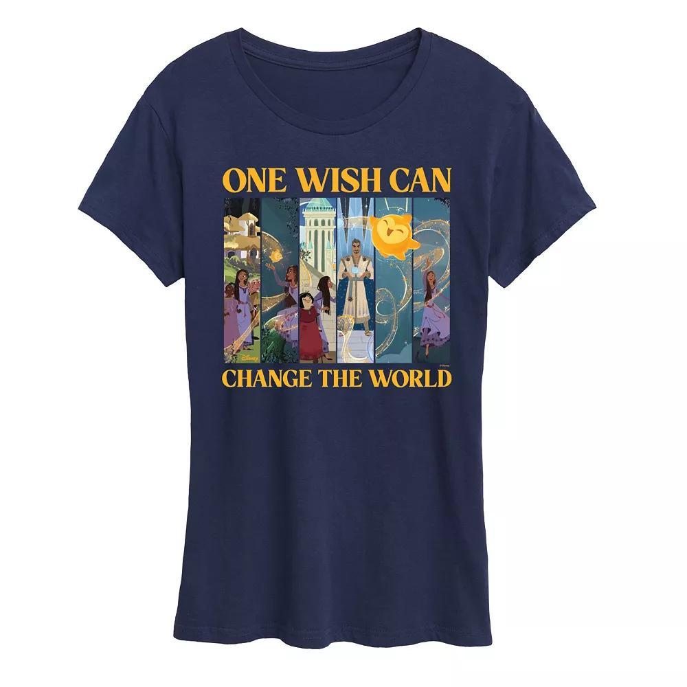 Disneys Wish Womens Change The World Graphic Tee, Girls Blue Product Image